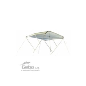 Capottine tendalini sole acqua a 3 archi con telaio in Alluminio laccato bianco e tessuto in Poliestere 100% spalmato PVC. Tubi da 20mm.