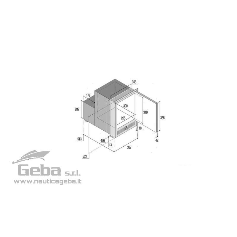 Fabbricatore di ghiaccio meccanico con cassa esterna in Acciaio Inox. Disponibile in versione Refill con serbatoio d'acqua interno che consente l'utilizzo di acque minerali per la produzione dei cubetti, oppure in versione Hydro che può essere allacciata al sistema idrico dell'imbarcazione. Alimentazione 220V/140W, produzione ghiaccio 10 Kg/24h. Fabbricatore di ghiaccio nautica