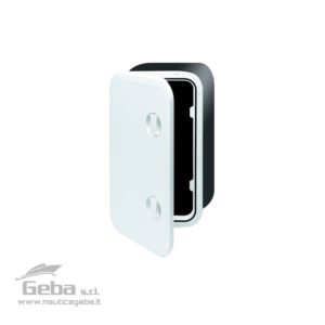 Sportelli 357 x 606 mm con contenitore per imbarcazioni apribile a 180° bianco ASA.