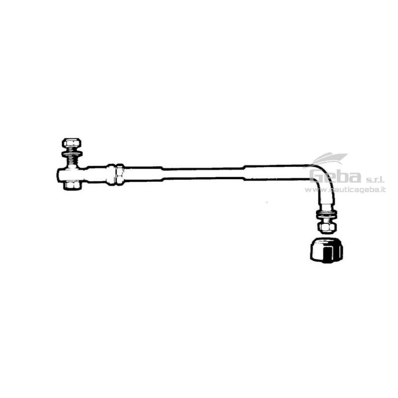 Schema tecnico layout barra di rinvio regolabile in acciaio Inox per motori fuoribordo Mercury e Johnson/Evinrude adatto ai sistemi di guida e timoneria della barca. Accessori nautici
