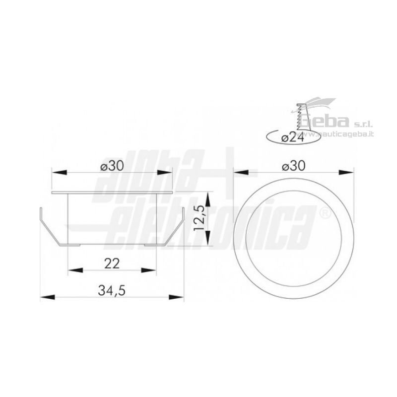 Faretto Led da incasso - 0,3W - 12V - Bianco caldo Faretto Led da incasso - 0,3W - 12V - Bianco caldo dimensioni