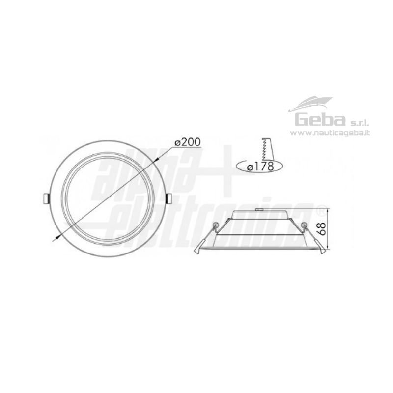 Faretto Led da incasso - 20W - 85lmW - TRIwhite bianco selezionabile Faretto Led da incasso - 20W - 85lmW - TRIwhite bianco selezionabile dimensioni
