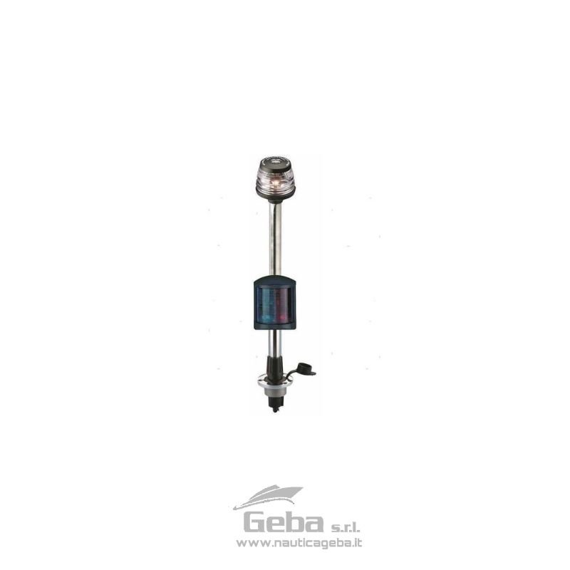 Fanale su asta in Acciaio Inox con base a incasso.
2 fanali per 3 colori: Rosso/Verde 225°- Bianco 360°.
Per imbarcazioni fino a 20 metri. FANALE (R.I.NA.) SU ASTA ESTRAIBILE 3 COLOR 20M
