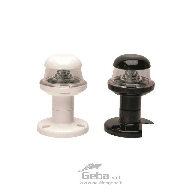 Fanale di testa d'albero con Power-LED 12/24V da 2,5W per imbarcazioni fino a 20 metri. Dimensioni: diametro base 55 mm x H80 mm. FANALI LED TESTA ALBERO ORIONIS B (R.I.NA.) 20M