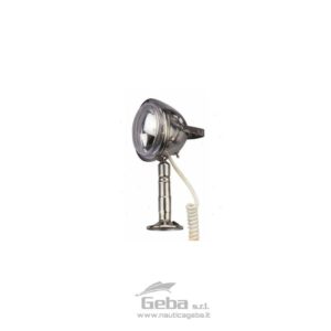 Faro orientabile a mano tutto in Acciaio Inox. Bulbo stagno ø mm 120. H 230 mm.