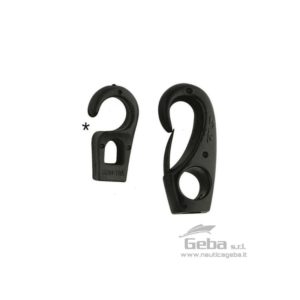 Gancetto per elastici in Nylon Nero. Venduti in confezione da 10 pz