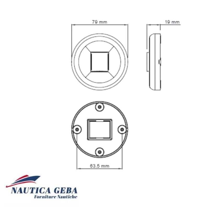Fanale di poppa in Acciaio Inox LED 12V a norma CE.
Misure. Fanale di poppa in Acciaio Inox LED 12V a norma CE. Diametro interno 50mm - esterno 75mm. Misure.