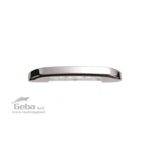 Luce LED impermeabile (IP67) per interni ed esterni. Montaggio verticale o orizzontale. Corpo in Ottone Cromato, viti in Acciaio Inox. Voltaggio universale 12/24V. Diffusione luce 1 direzione (in basso).