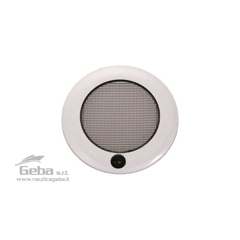Plafoniera LED 12/24V (10-30V) in ABS con interruttore, dotata di funzione luce rossa per la notte. Consumo ridotto 6W e massima durata. Luce bianca calda 3000 K°. Plafoniera LED 12/24V (10-30V) in ABS con interruttore, dotata di funzione luce rossa per la notte. Consumo ridotto 6W e massima durata. Luce bianca calda 3000 K°.