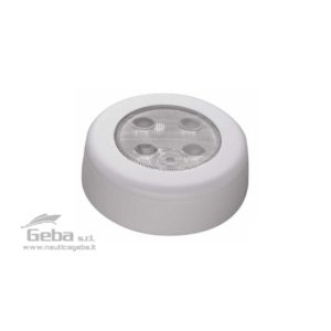 Plafoniera LED 12/24V con corpo in Plastica Bianca. Consumo ridotto, massima durata. Luce bianca calda 3000 K°.