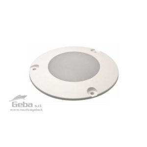 Plafoniera a incasso LED 12V impermeabile IP67 in ABS con lente in Policarbonato. Si può usare come luce da pozzetto, da poppa, da banchina o da Fly Bridge. Consumo ridotto 2W. Luce bianca calda 3000 K°.