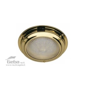 Plafoniere classiche LED 12V con corpo in Ottone lucido e interruttore. Consumo ridotto 3,5W e massima durata. Luce bianca naturale 4500 K°.