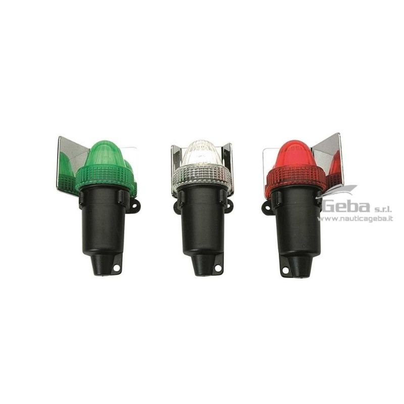 Set fanali LED bianco, verde e rosso a batteria.
Funzionano con 3 batterie tipo AA non incluse. Set fanali di via LED a batteria per imbarcazioni nautiche