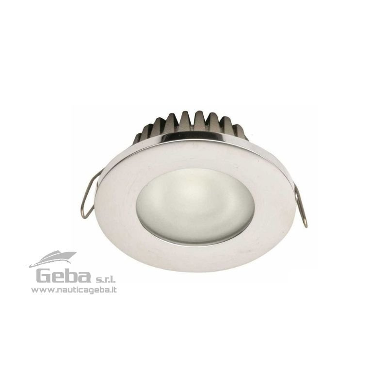 Spot Power LED ad incasso per interni con cornice in Ottone Cromato e viti in Acciaio Inox. Voltaggio universale 12/24V - 3,5W. Protezione IP43. Spot Power LED ad incasso per interni con cornice in Ottone Cromato e viti in Acciaio Inox. Voltaggio universale 12/24V - 3,5W. Protezione IP43.