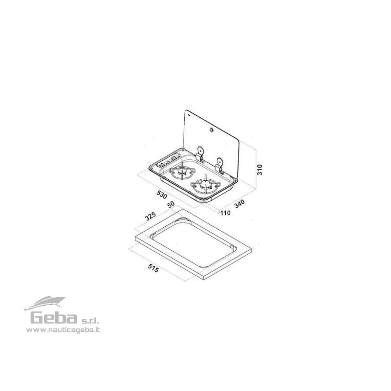 Fornelli a incasso in Acciaio Inox completi con termosicurezza e coperchio in Vetro Temperato. Fornelli a incasso in Acciaio Inox completi con termosicurezza e coperchio in Vetro Temperato. dimensioni