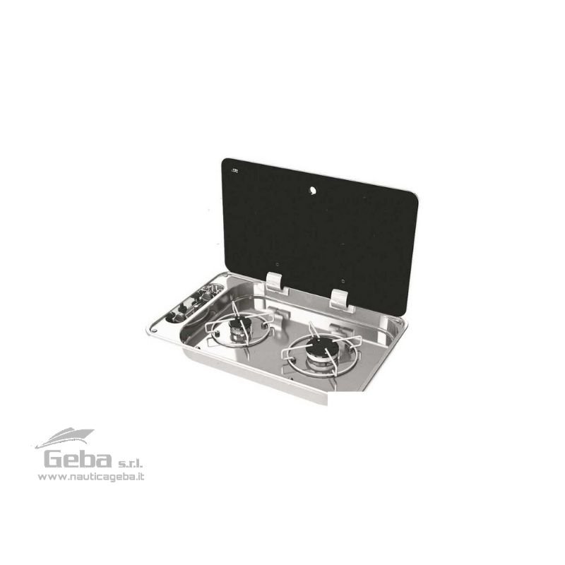 Fornelli a incasso in Acciaio Inox completi con termosicurezza e coperchio in Vetro Temperato. Fornelli a incasso in Acciaio Inox completi con termosicurezza e coperchio in Vetro Temperato. rettangolare