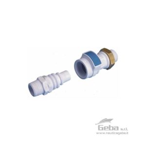 Presa con innesto rapido che permette di attaccare e staccare rapidamente la doccetta. Con blocco del flusso dell'acqua quando la doccetta è staccata.