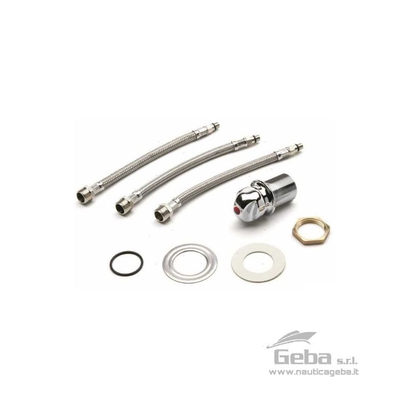 Miscelatore compatto con levetta comando a T e attacchi da 3/8" per tubo doccetta. Miscelatore compatto con levetta comando a T e attacchi da 3/8" per tubo doccetta.