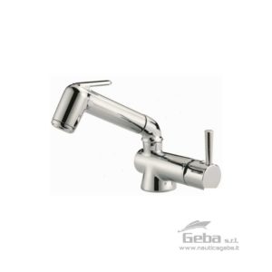 Miscelatore per lavello con canna girevole e doccetta shut-off estraibile. Flessibile da 1,6 m.