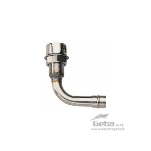 Sfiato con curva a 90° in Acciaio Inox per serbatoi. Difesa in rete Inox.