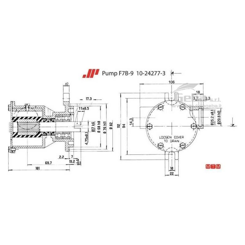 scheda tecnica montaggio pompa flangiata Johnson F7B-9 per il raffreddamento motori marini di barche scheda tecnica montaggio pompa flangiata Johnson F7B-9 raffreddamento motori marini