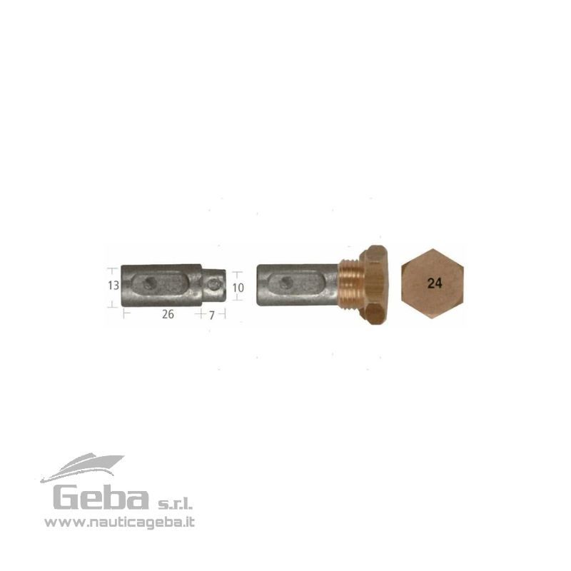 Anodo barrotto per motori Aifo-Fiat 13x26+7mm Anodo barrotto per motori Aifo-Fiat 13x26+7mm