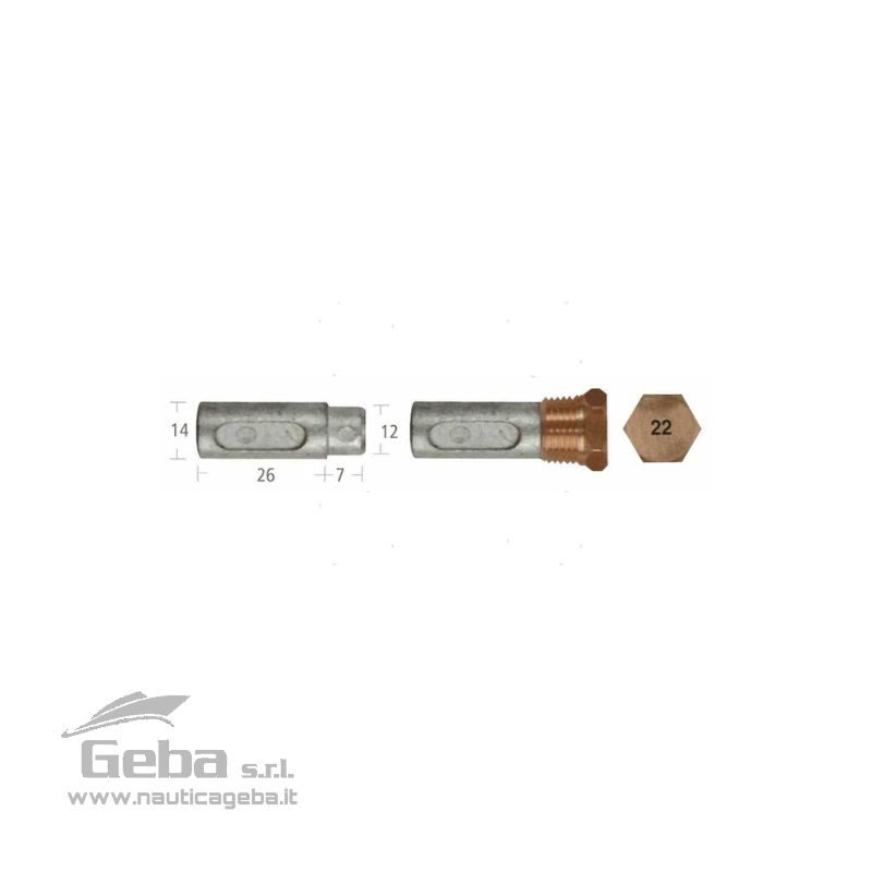 Anodo barrotto per motori Ford 14x26mm Anodo barrotto per motori Ford 14x26mm