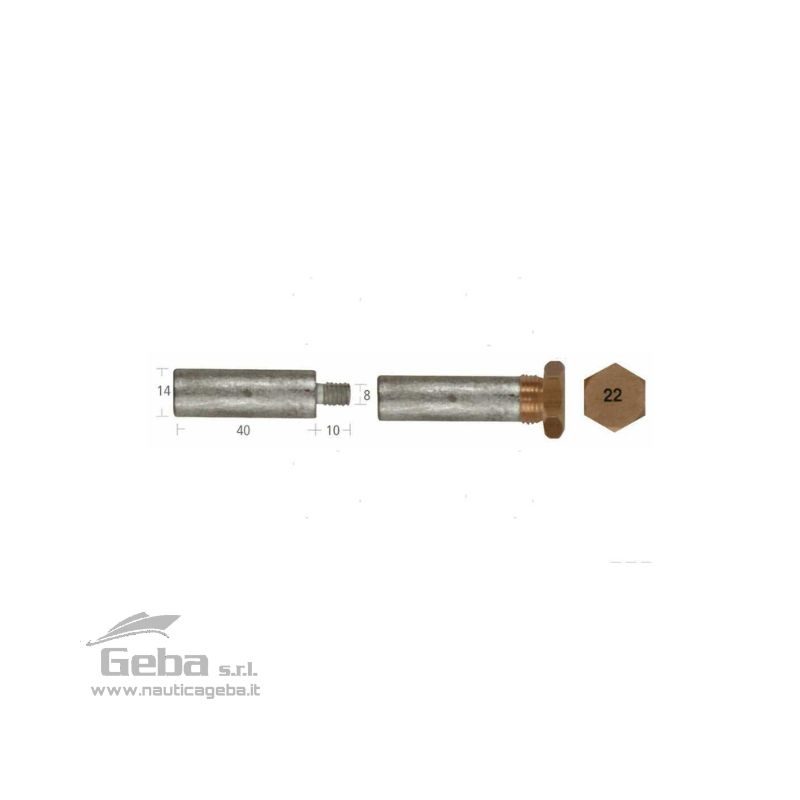 Anodo barrotto per motori VM 14 x 40 mm Anodo barrotto per motori VM 14 x 40 mm