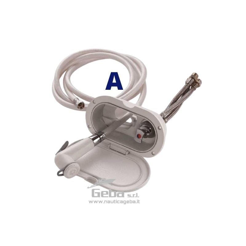 Kit doccia SM-O barca completo di miscelatore doccetta e tubo - Nautica Geba Kit doccia SM-O barca completo di miscelatore doccetta e tubo - Nautica Geba 2.5 m