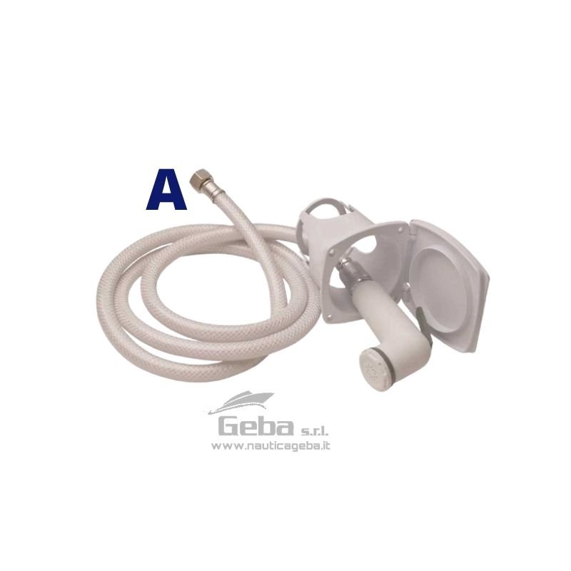 Kit doccia per barca completo di contenitore Box quadro, doccetta e tubo a scelta.
Kit doccia per barca
Scegli il kit adatto alle tue esigenze nautiche.
Il Contenitore Box quadro con montaggio a incasso per doccette è realizzato in Plastica con materiale antiurto resistente ai raggi UV.
Montaggio universale verticale e orizzontale. Foro incasso 78 x 68 mm – Esterno 97 x 87 mm – Profondità 77 mm.
Il kit comprende:
1 Box doccetta Uni-S
1 Doccetta modello Doccetta Switch Standard (A) o Doccetta 2 getti Duo Switch (B) o Doccetta Knob Compact (C)
1 Tubo doccia da 2.5 m o da 4.0 m Kit doccia Uni-S per barca completo di doccetta e tubo 2.5 m