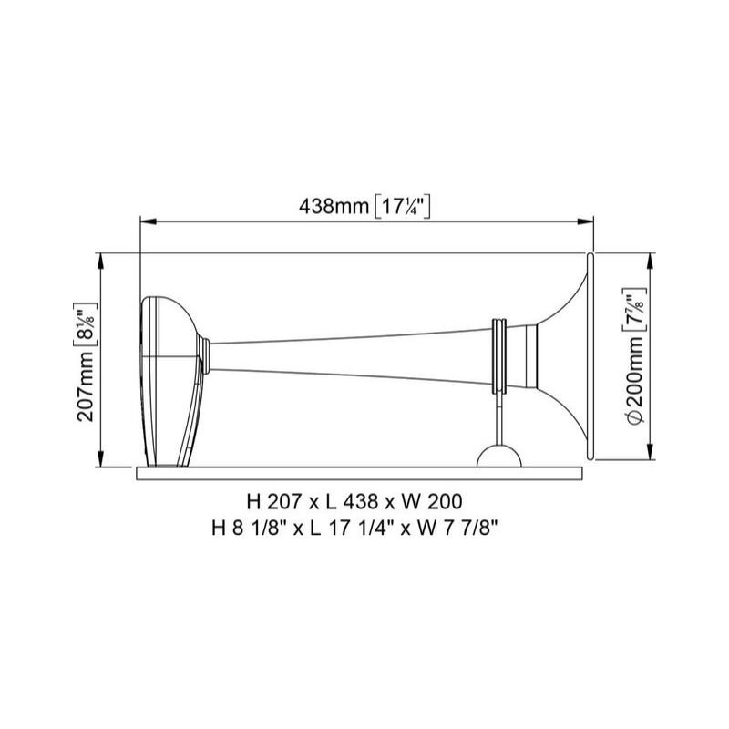 Avvisatore-sonoro-omologato-PW2-BB-fischio-bianco-12-20-m-ø-200-mm-con-compressore