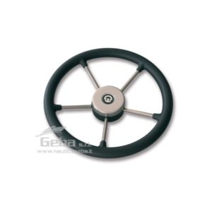 Volante timone barca 5 megol razze simil pelle e inox modello Riviera VR02 nautica