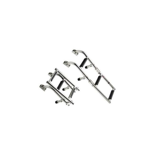 Scaletta Inox Osculati A 3 Gradini – Acciaio Lucidato A Specchio, Pedane Antiscivolo, Per Fissaggio A Poppa, Lunghezza 630 Mm