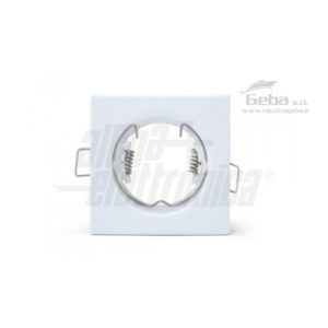 Supporto quandrato bianco per lampada led - Con graffetta - 76x76mm - Attacco NON incluso per barca