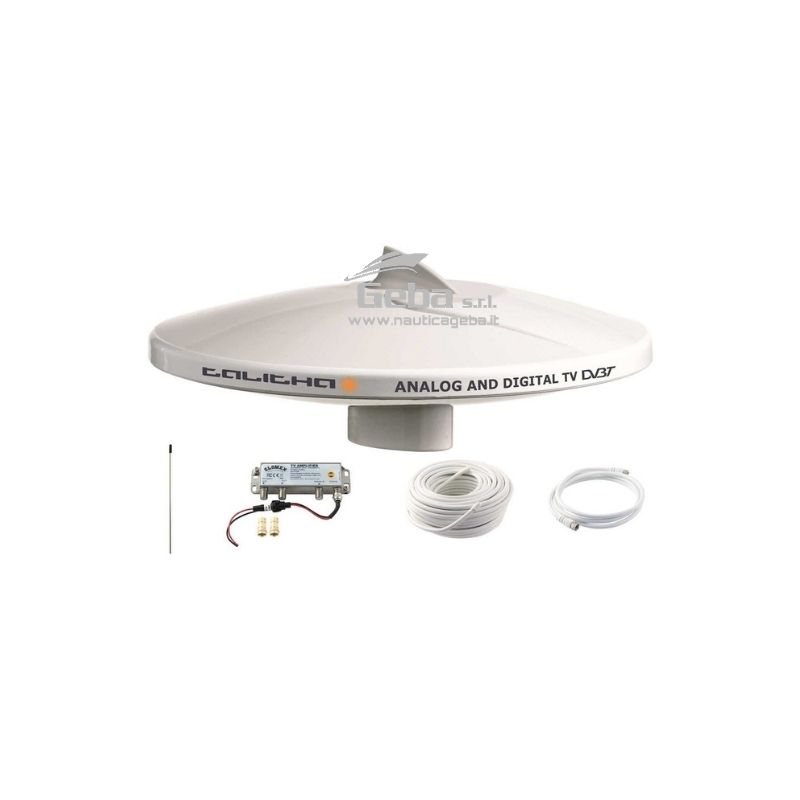 Antenna omnidirezionale Glomex V9125AGCU/DAB20 Talitha per segnali TV analogico-digitali. Grazie alla pinna da 31 mm per la ricezione verticale si catturano segnali televisivi in entrambe le polarizzazioni, orizzontale e verticale, soluzione ideale per qualsiasi tipo di imbarcazione, a vela o a motore. Dotata di stilo per la ricezione del segnale DAB e di amplificatore con regolazione automatica del guadagno (AGC) che assicura un segnale perfetto sia al largo che in marina. Con lo splitter a due vie opzionale V9147 installato tra l’antenna e l’amplificatore, può ricevere anche le frequenze radio AM-FM. Frequenza 87,5/774 MHz, 174/240 MHz DAB - Impedenza 75 Ohm - Voltaggio universale 12/24V. ANTENNA TV AGC + FM RADIO TALITHA V9125AGCUDAB20 Glomex