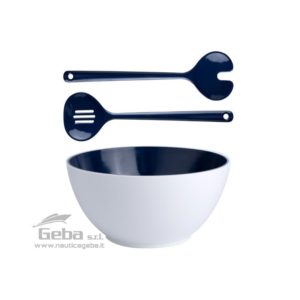 Insalatiera blu con posate in melanina