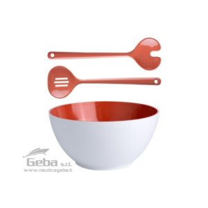 Insalatiera coral con posate in melanina Summer