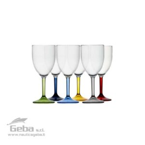Coppa calice bicchieri da vino confezione 6 pezzi con base colorata PARTY