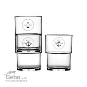 Set bicchieri da acqua confezione 12 pezzi per barca impilabili SAILOR SOUL