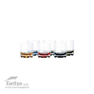 Set bicchieri da acqua confezione 6 pezzi per barca con base colorata PARTY