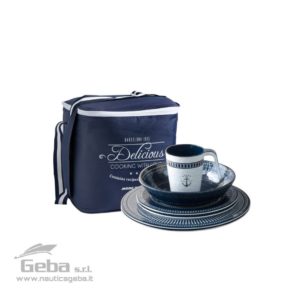 Set servizio piatti completo per 6 persone confezione da 24 pezzi di stoviglie in melamina per la barca SAILOR SOUL