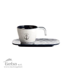 Set tazzine da caffè con piattino in melamina servizio tazze colazione confezione 6 pezzi SAILOR SOUL