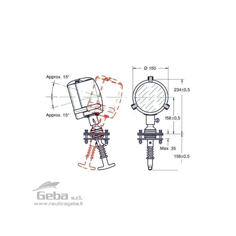 Faro professionale LED 12/24V orientabile dall'interno con cassa in Acciaio Inox 316 lucidato a specchio. Tutti i componenti sono amagnetici e resistenti alla corrosione.
Disponibile bulbo ricambio LED 20W cod 2168048 compatibile anche per fari vecchi. Faro LED orientabile barca professionale DHR 180 1224V DIMENSIONI