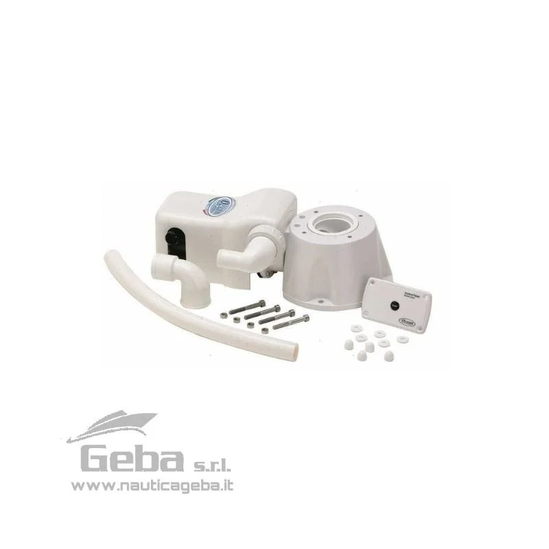 Kit elettrico Evolution per trasformare il WC manuale in uno elettrico. Semplice da installare, sostituisce la pompa manuale. Dotato di una pompa di nuova generazione molto silenziosa con consumi d'acqua ridotti al minimo. Bocchettone di scarico girevole a 360°.
Adatto per qualsiasi WC con 4 fori di attacco interasse 95 mm come Ocean/TMC/Jabsco/Raritan/RM69/Johnson/Thetford/Lalizas. Kit wc elettrico barca per trasformare il WC manuale in uno elettrico