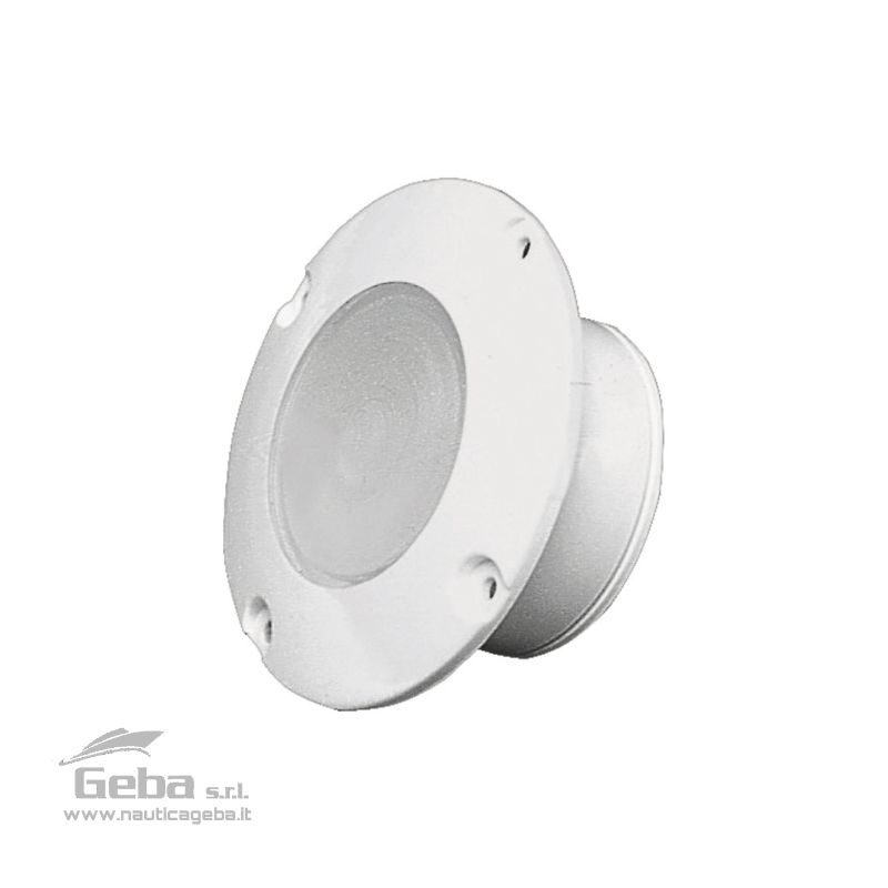 Completamente stagna, con lente in plexiglass trasparente molto robusto, si incassa nelle paratie del pozzetto o del Fly Bridge. Adatta anche come luce di banchina per essere incassata sulla poppa. Può essere usata come luce subacquea in vasche o piscine. Prodotto in Luran resistente UV. Luce da incasso Courtesy Light per pozzetto