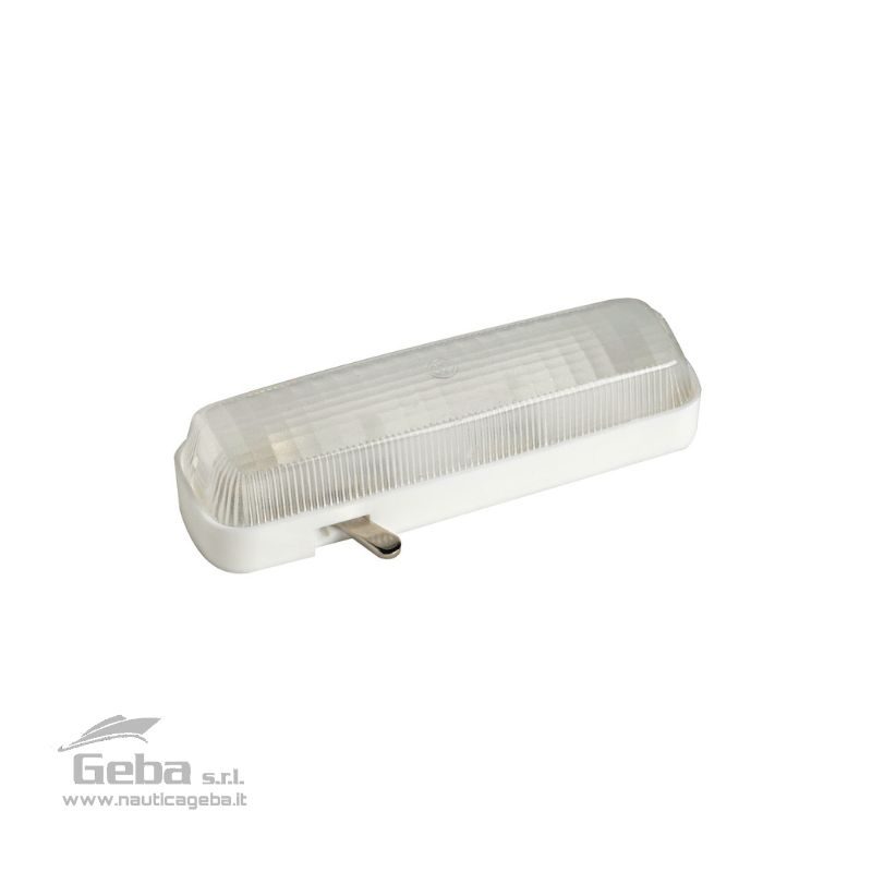 Plafoniera in policarbonato bianco originale Cobo. Completa di interruttore. Lampadine tipo a siluro non incluse.
Plafoniera lineare per barca con interruttore