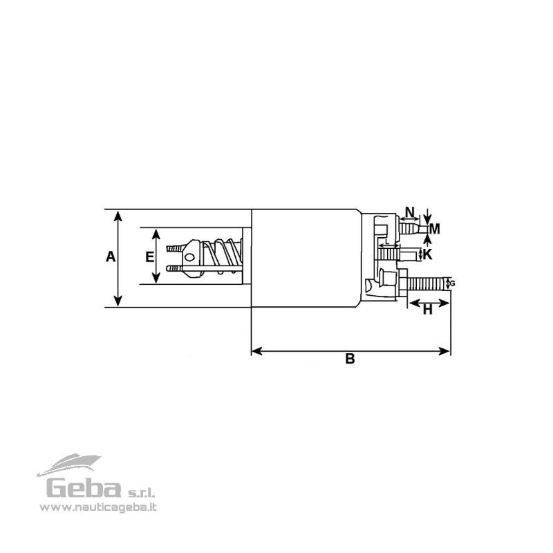 Voltaggio 24, DE mm 81.80, Lunghezza totale mm 277.65, N° fori di fissaggio 4, DE/coperchio mm 75.20, B+ 1/2" UNC, Altezza/B+ 30.00, Terminale 15A/mm M5, Terminale 15A/larghezza 15.00, Terminale 30H/mm M6, Terminale 30H/larghezza 14.55, Terminale 50/mm M6, Bullone bobina 1/2" UNC, Bullone bobina l. 31.20, N° terminali 5 Solenoide 24V dimensioni