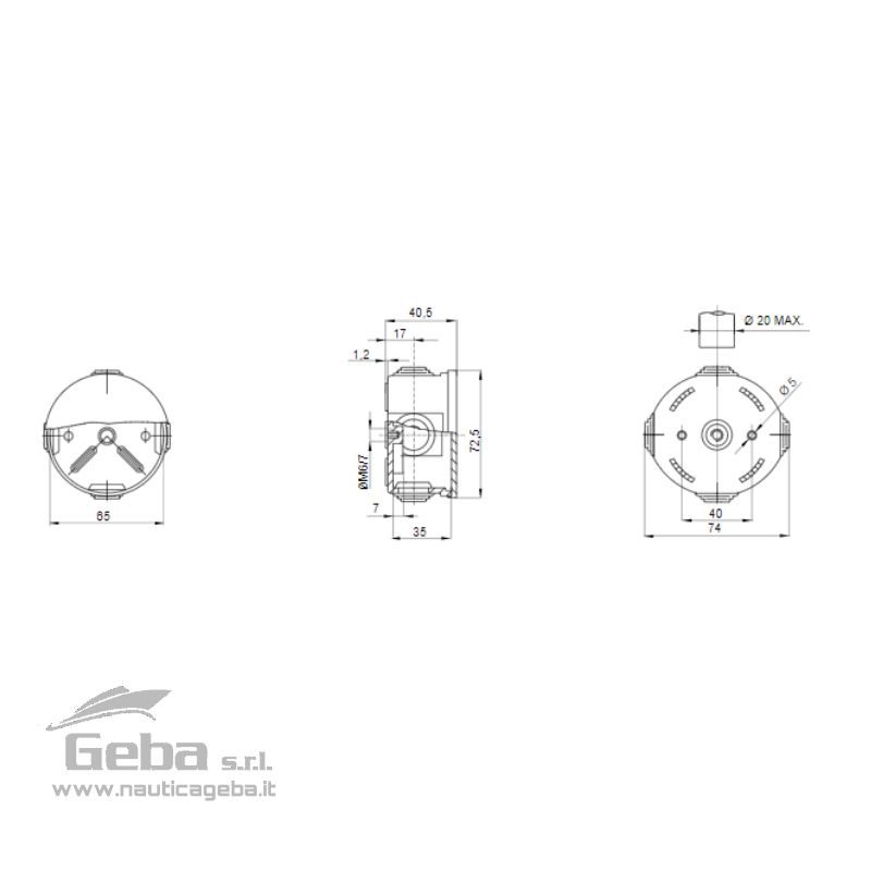 Cassetta di derivazione con coperchio basso a pressione IP 44 Ø 65x35 Cassetta di derivazione con coperchio basso a pressione IP 44 Ø 65x35