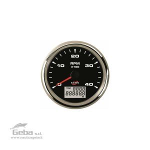 Contagiri per barca con contaore Ecms Black Chrome 1224V