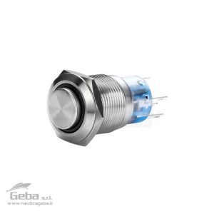 Interruttore a Pulsante antivandalo ø19mm bistabile luminoso Blu 5 terminale 24V IP65
